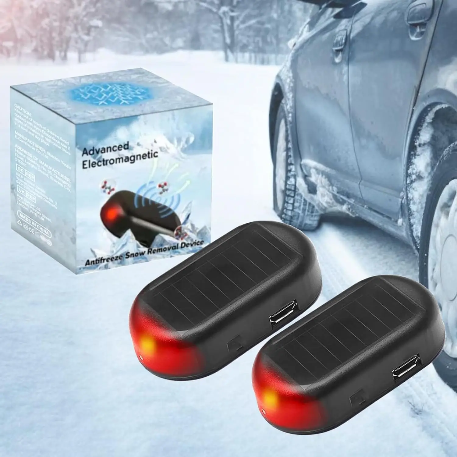 2-Piece Universal Car Windshield Defroster, Portable USB-Powered Automotive Snow & Frost Remover (Car Electronics USB Charger-Compatible)