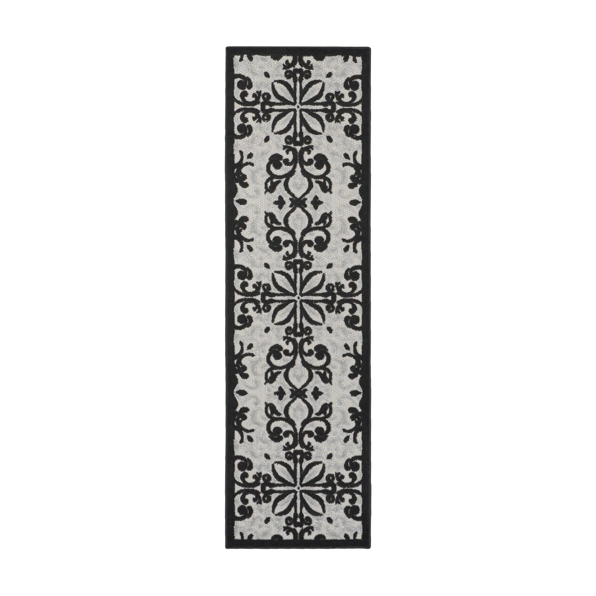 Nourison Home Modern Demask Print Indoor/ Outdoor 2'2" x 7'6" Rug