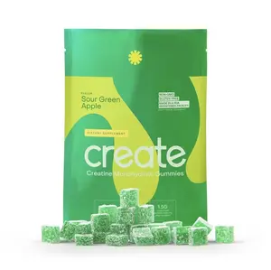 Create Sour Green Apple Creatine Monohydrate Gummies 90ct Natural Edible Supplement for Men & Women 1.56g Total Weight Fitness & Vitamin Healthcare