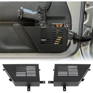 Metal Front Door Storage Box, Door Side Insert Organizer Box Pockets for 2007-2018 Jeep Wrangler JK JKU 2/4 Door 2pcs(Black)