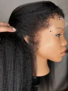 Yaki High-Quality Soft 30-Inch 180% Density Lace Front Wig, Natural Straight Hair, Pre-Attached Glueless Wig, Synthetic Lace Wig, Daily Use