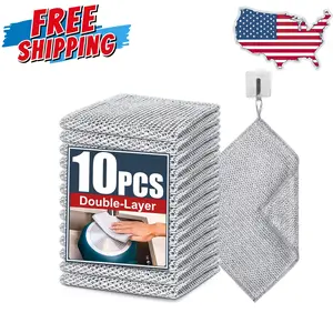 10 Pcs New Upgrade Steel Wire Dishcloth, Double-Layer Dishwashing Rag