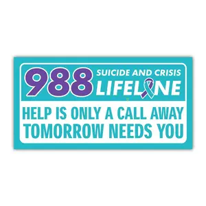 Call 988 Suicide Prevention Lifeline Bumper Sticker, Mental Health Awareness Decal for Car Window or Laptop CSC