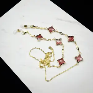 Clover eyeglass chain, gold-plated chain, women's sunglasses strap and accessories