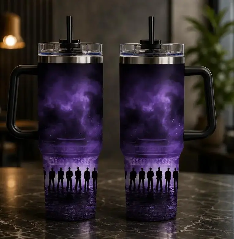 [Kpop Music Style] Arirang World Tour Inspired Tumbler 40oz 20oz With Handle, Korean Music Fan Artwork Stainless Steel Insulated Travel Cup, Concert Drinkware Gift For Fans
