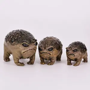 MOLMH 3-Pack Weird Frog Statue Set - Large, Medium, Small Sizes - Queer Grumpy Ugly Angry Toad Sculpture for Outdoor Garden Yard, Fun Novelty Home Office Decor, Unique Gift