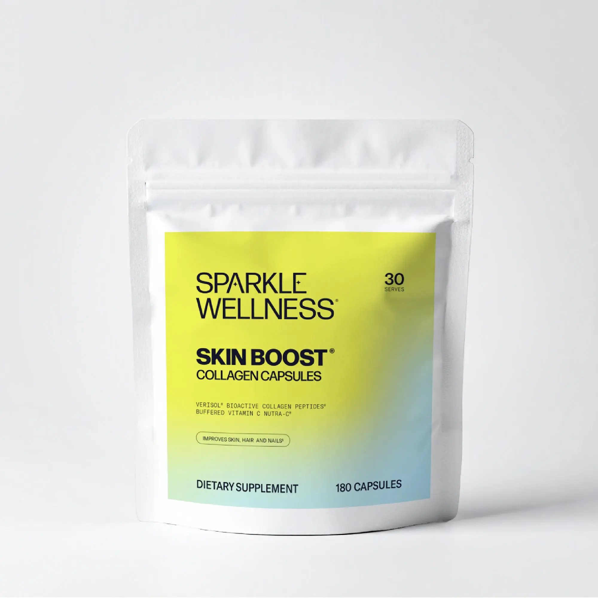 Sparkle Wellness VERISOL Collagen Beauty Supplement Capsules - 180 Pills, 30-Day Supply, 2500mg Dietary Anti-Aging Collagen Peptides, Vitamin C, Skin Care Support for Elasticity, Fine Lines, Hair & Nail Strength