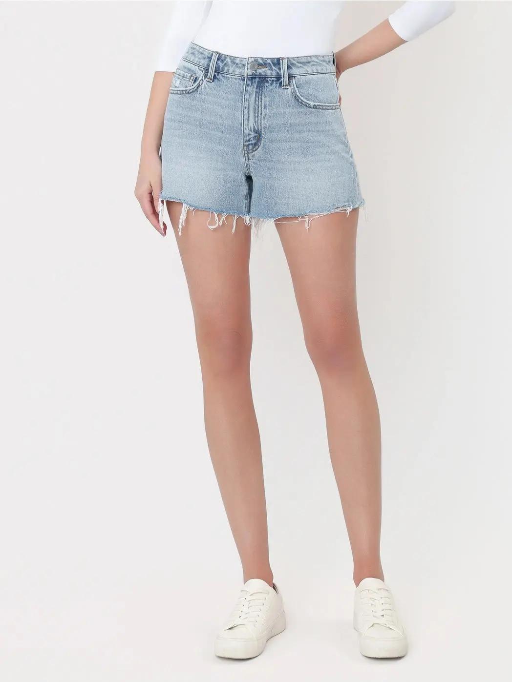 Women's Rough Around The Edges Distressed Denim Shorts - Ripped, Stretch Cotton Cut-Off Casual Fashion Survival Shorts, Ripped Shorts, Stretch Denim Shorts