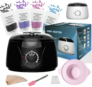 Professional Nose & Hair Waxing Kit, Portable Wax Heater Warmer Kit For Nose Eyebrow Ear Body Hair Removal,Wax Machine Kit With 400g Beans & 10 Wooden Sticks &5 Nose Sticks For Facial, Armpit Waxing at Home,Wax bean Body Care Smooth,Gift for Men &Women