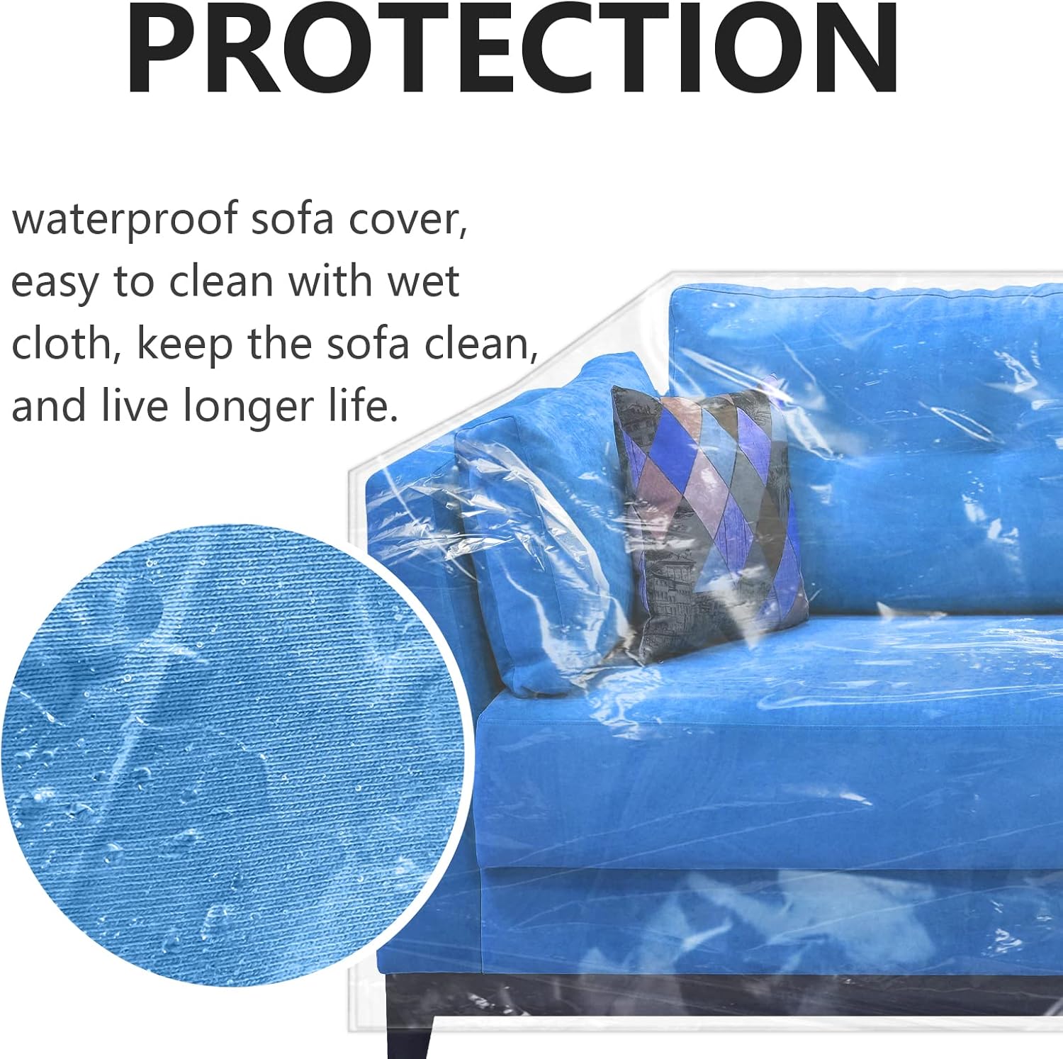 Wokire Plastic Loveseat Cover - 84" W x 40" D x 36" RH x 18" FH - Heavy Duty Vinyl, Waterproof, Slipover - Protects Pets Scratches