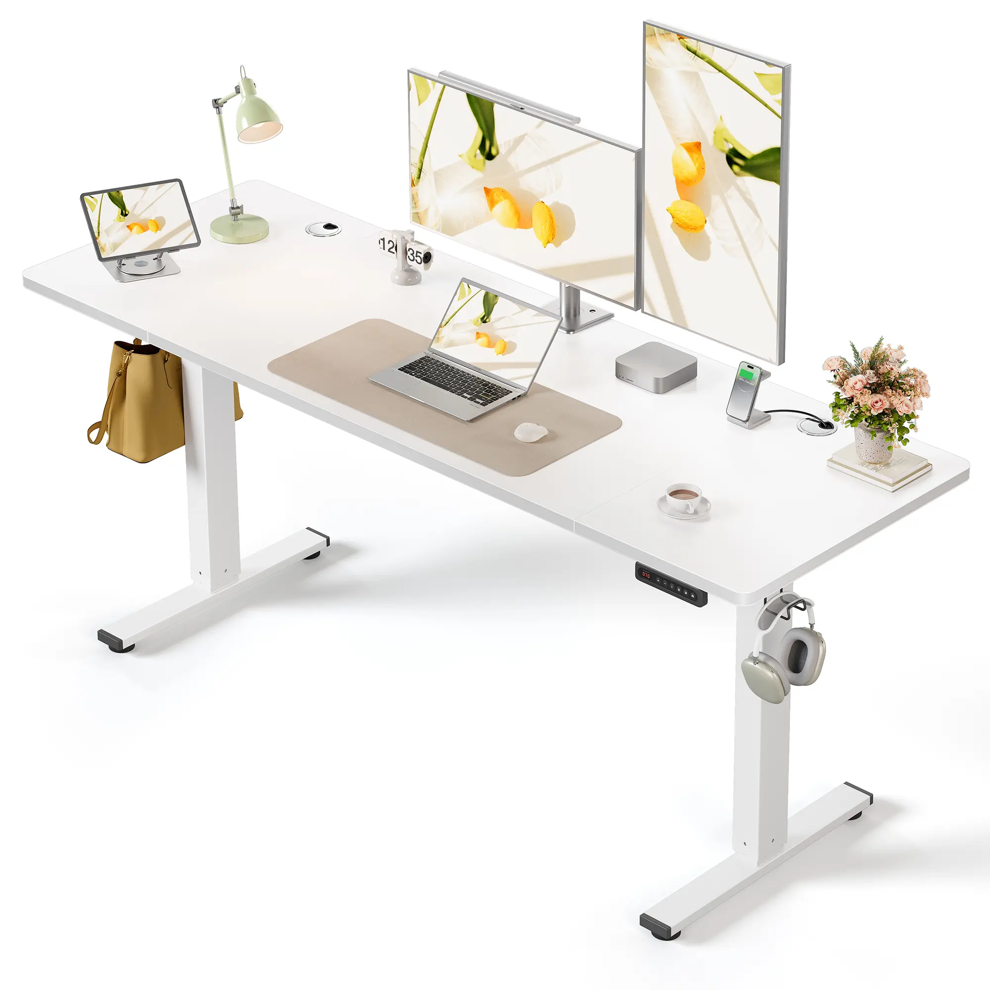 Electric Ergonomic Standing Desk - 63"x24" Home Office Furniture, Gaming Desk with 3 Memory Buttons, Cable Organizer, Spacious Surface for Office & Gaming Focus & Comfort, Desk Setup, Computer Desk Table Modern Office Furniture Ergonomic Adjustable Desk