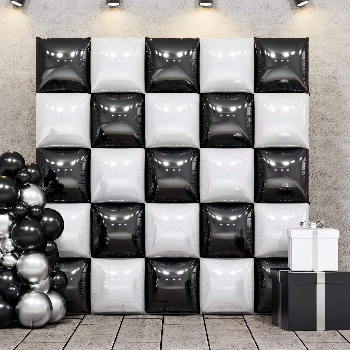 50pcs Square Foil Shiny Balloons, Wall Background Balloons, Tunnel Arch Kit, Suitable for Anniversary, Bachelorette Party, Birthday, Bridal Shower, Celebration Decorations Photo Props in Multiple Colors, Set