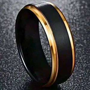 1pc 8mm Single Gainr Stainless Steel Wedding Ring for Men, Daily Wear, Engagement Ring, Birthday Gift, Valentine's Day, Father's Day, Fashion Jewelry
