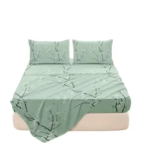 4-Piece Bedding Set, Floral Print Sheet Set (1 Fitted + 1 Flat Sheet + 2 Pillowcases), Soft Breathable Sheets, Home Decor Gift, Breathable Durable Sheets