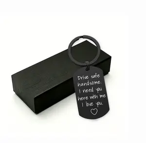 Drive Safe Handsome Keychain for Him, I Need You Here With Me Engraved Keyring, Valentine's Day Birthday Gifts for Boyfriend Husband Men