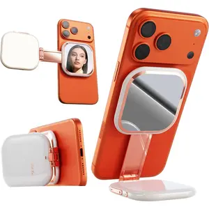 Selfie Light with Mirror & Stand - 49 LED CRI>=90 Fill Light, Zinc Alloy Hinge, 360? Phone Stand Compatible with  MagSafe & Android, Portable  Light for , Vlogging