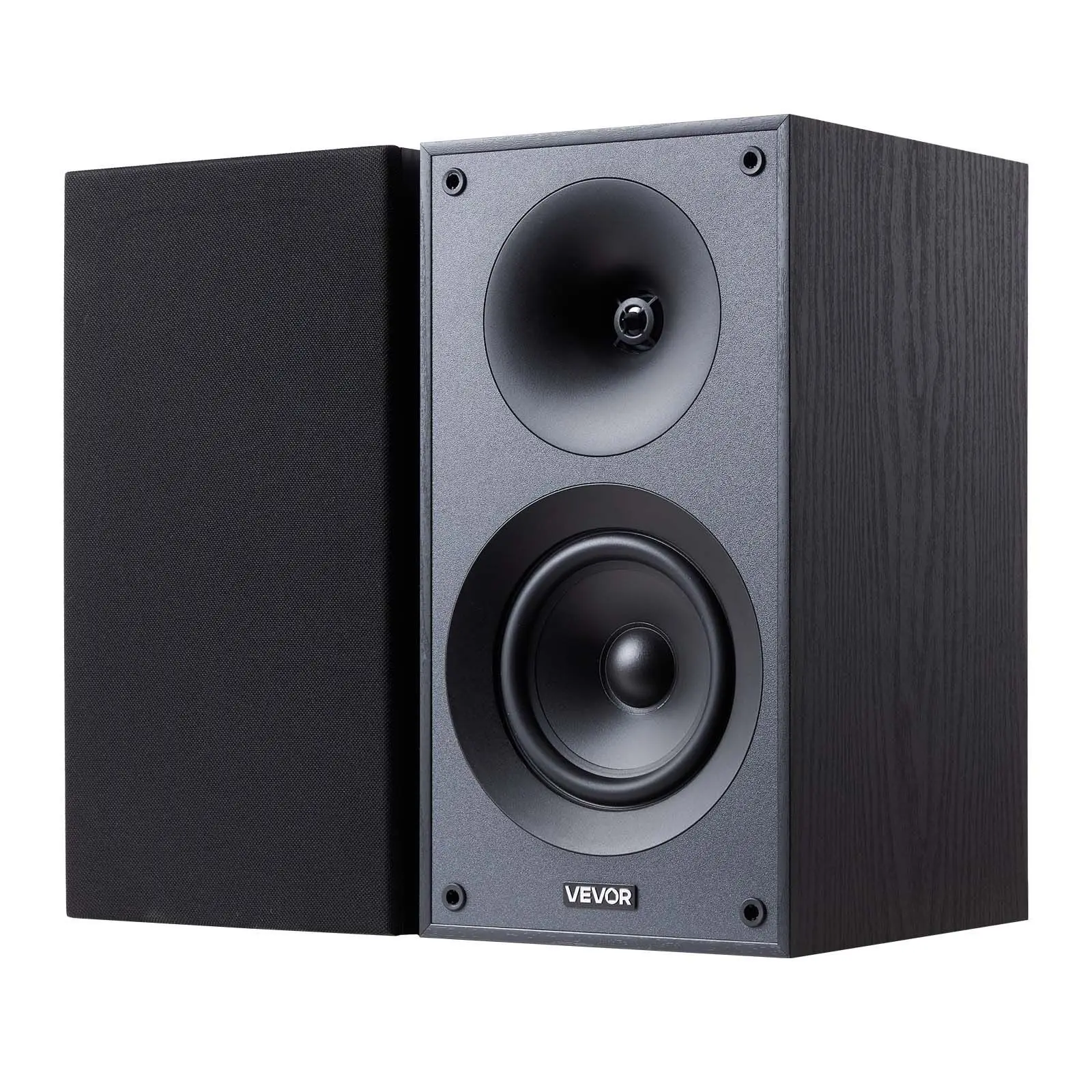 VEVOR 2-Piece Passive Bookshelf Speakers Set, 65Hz-20KHz Frequency Response, MDF Wood Construction, Bass Reflex Design, Detachable Grid for Home Music Enjoyment, Inches
