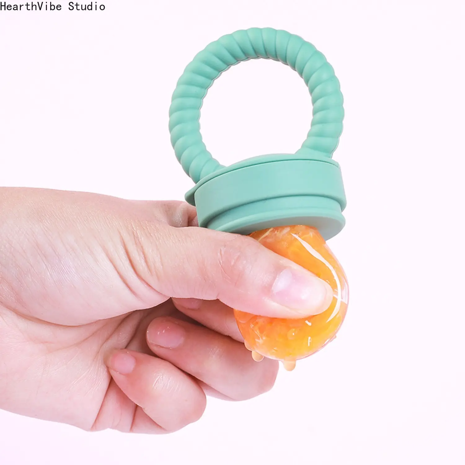 Silicone Fruit Feeder Sensory Teether - Wide Mouth Pacifier Teething Stick, Food Grade Safe Infant Chew Toy for Self-Feeding Training & Soothing Gum Relief