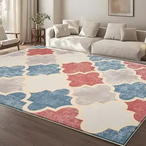 One light-colored diamond-patterned home rug, machine washable and fade-resistant, soft and durable, suitable for holidays and any space, including hotels, offices, sofas, beside beds, hallways, etc.