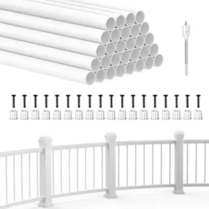 30 Pack 26" Aluminum Deck Balusters with Anti-UV Baluster Connectors, 3/4" Diameter Round Aluminum Balusters for Deck Railing, White