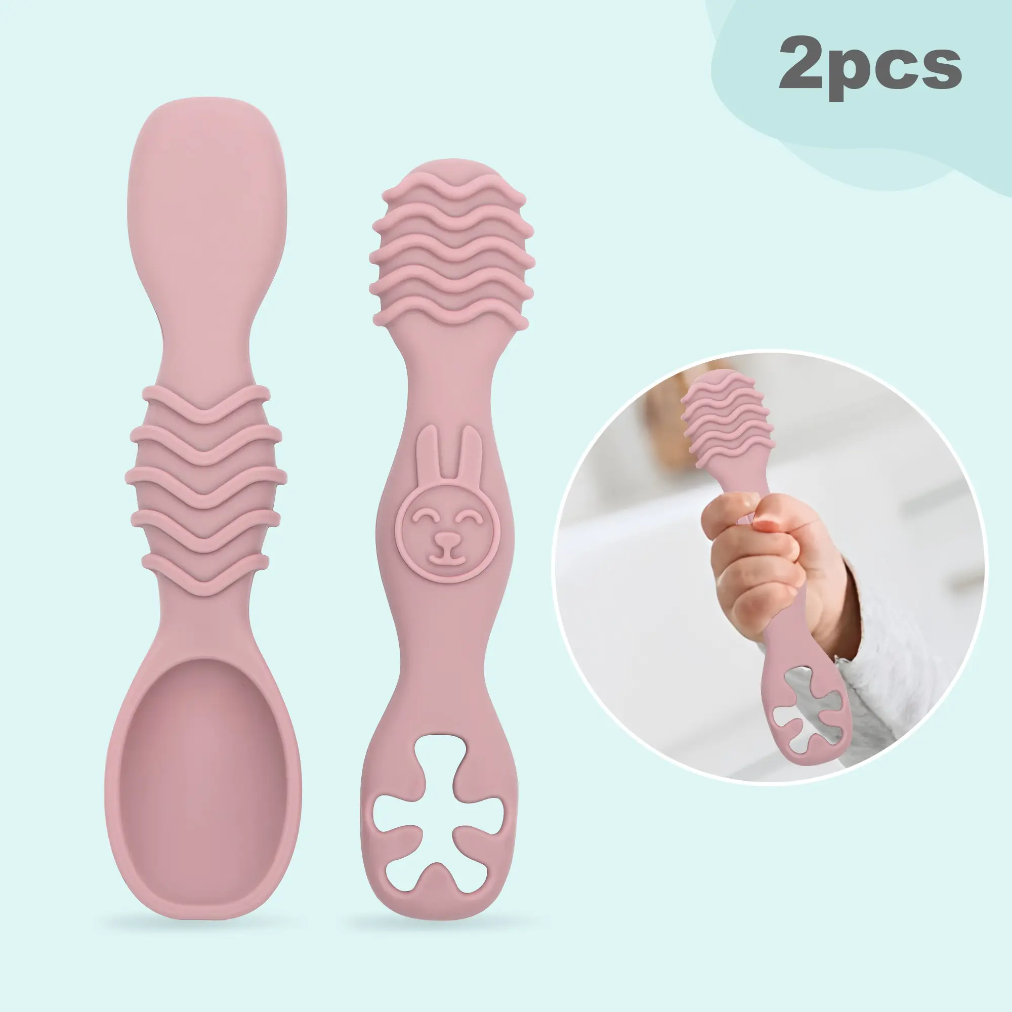 2pcs Silicone Baby Feeding Spoons, First Stage Infant Spoons, Soft-Tip Easy on Gums I Baby Training Spoon | Infant Utensils Feeding Supplies, Dishwasher & Boil-proof, Baby Bottle Spoon, Feeding Accessories