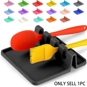 Kitchen Spoon Rest for Multiple Utensils High Heat-Resistant Silicone Drip Pad, BPA-Free Spoon Holder for Stove Top, Kitchen Gadget Holder for Ladles, Tongs, Cooking Spatula - Makes Great Gift