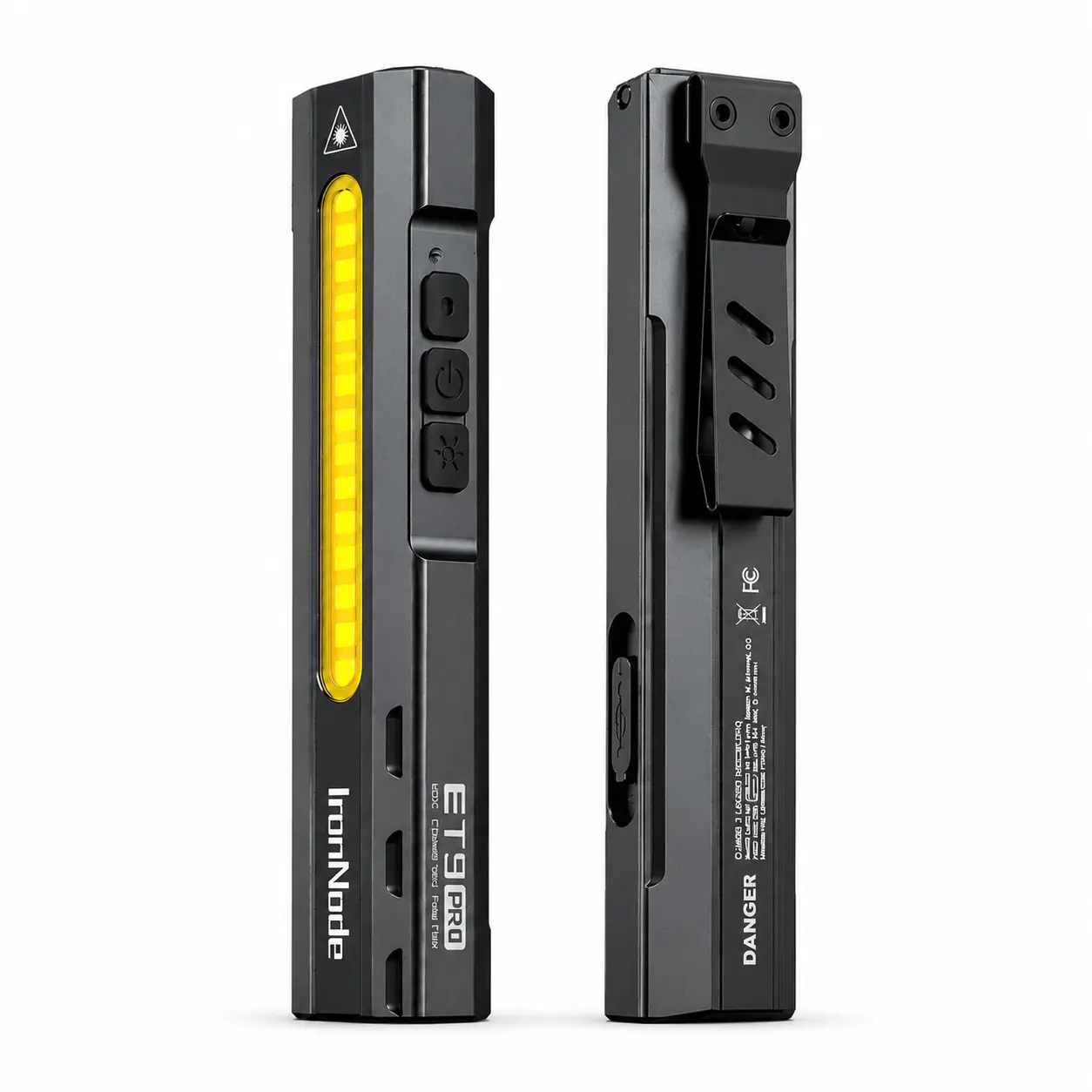 IronNode ET9 PRO 1500LM EDC Flashlight with 365nm UV & Red Laser, Rechargeable Magnetic Work Light with COB Side Light, 10 Modes, Pocket Clip, IP67 for Repair, Camping & Inspection