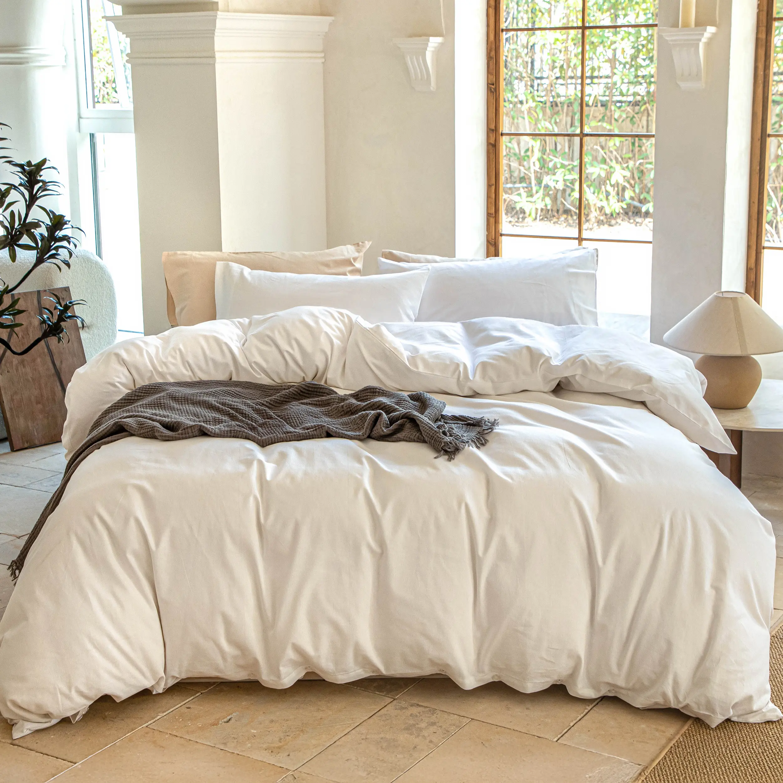 Simple&Opulence Linen Duvet Cover Set, Linen Cotton Blend Bedding Set, Cooling & Breathable, Duvet Cover and Pillowcase, Quilt not Included, tiktokshopsummersale, Soft Bedding Set, Lightweight Duvet Set