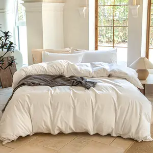 Linen Duvet Cover Set, Linen Cotton Blend Bedding Set, Cooling & Breathable, Duvet Cover and Pillowcase, Quilt not Included