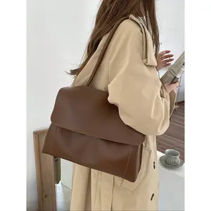 Large Capacity Retro Briefcase Style Shoulder Bag for Women, Autumn Winter New Design Crossbody Handbag, Unique Fashion Accessory