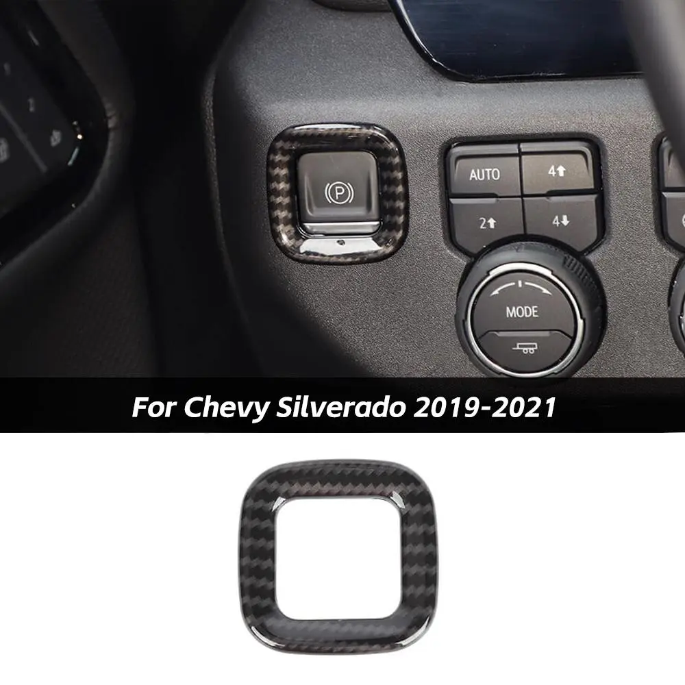 Automotive Interior Decal Sticker Kit - Electronic Handbrake Park Button Cover Trim for 2019-2021 Chevy Silverado, 2019-2022 GMC Sierra Car Interior Accessories
