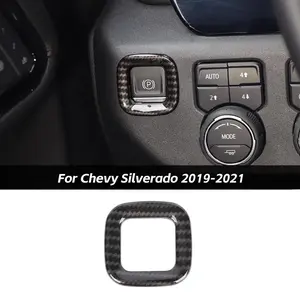 Car Electronic Handbrake Park Button Cover Trim Decal Car Interior Kit, Interior Sticker Decor for 2019-2021 Chevy Silverado, 2019-2022 GMC Sierra
