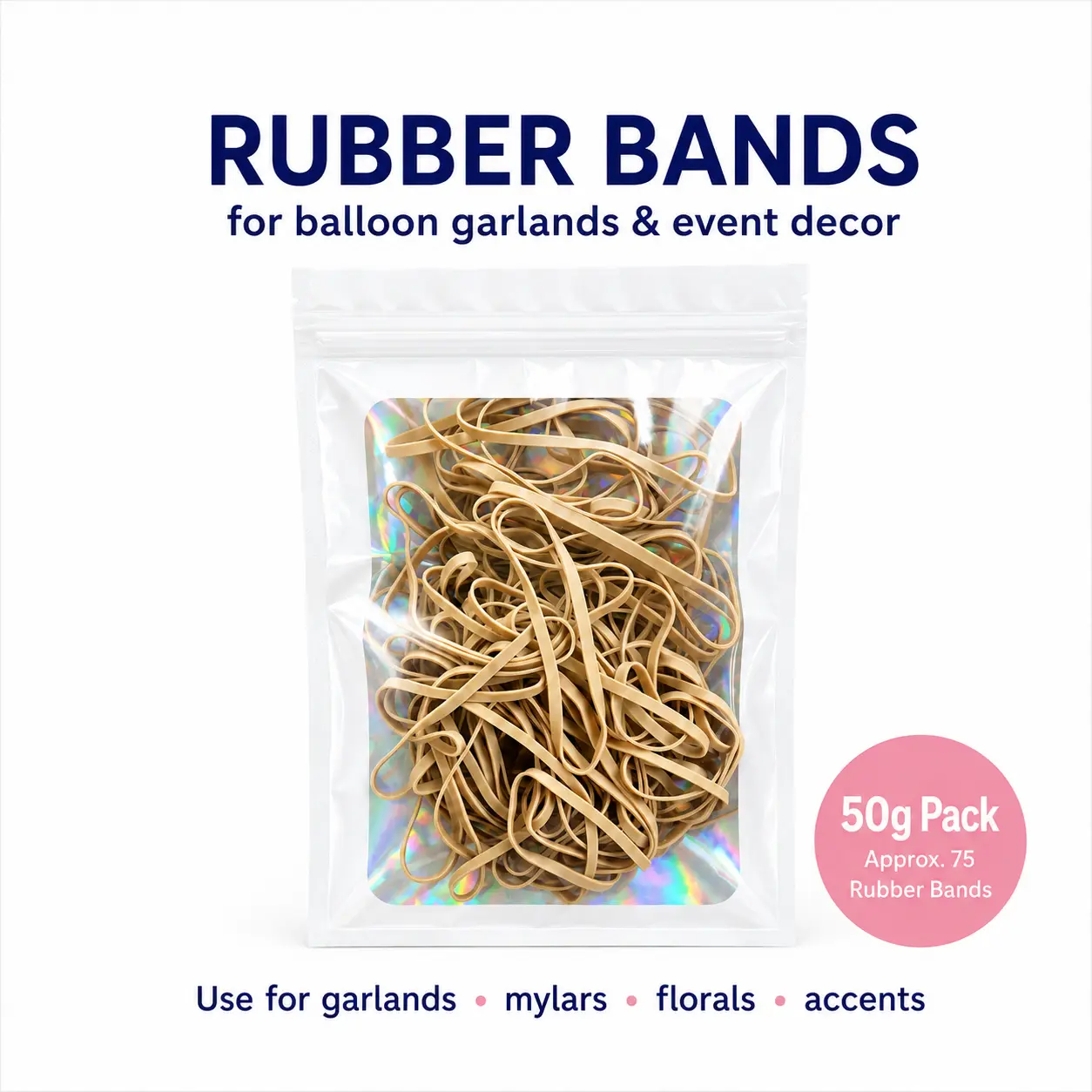 Balloon Rubber Bands for Garlands, Clusters and Event Decor I  3.5" x 1/8" Natural Rubber Bands for Mylars, Florals & Balloon Accents