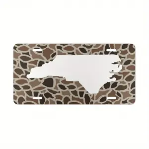 2D Flat, North Carolina License Plate - Old School Camo Design Aluminum 6x12 Inch Standard Size, Made in USA, Easy Install Hunting Gift for Men & Women, Car Trim Accessories & Decor Only, 2D Flat
