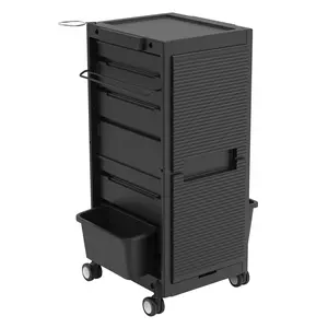 GARVEE Salon Tool Storage Trolley with 6 Trays & 3 Heat Resistant Holders - Lockable Beauty Cart with 2 Keys for Extra Storage and Convenience in Hairdressing and Spa Treatments.