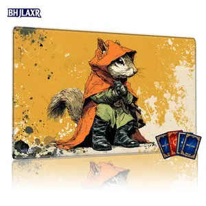 Stylized Anthropomorphic Squirrel in Medieval Fantasy Attire 12x24in MTG TCG Playmat - Non-Slip Backing for Card Games, Ideal for Family Gatherings & Gift Gaming Mouse Pad
