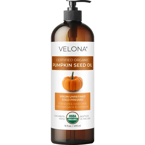 VELONA USDA Organic Pumpkin Seed Base Carrier Oil - 16 fl oz Cold Pressed with Pump, Adults' Body Care Cosmetic Moisturizing Natural Oil for Nourishing Supple Skin (Beauty & Personal Care)