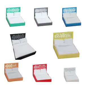 1:24 Bed and White Bedding Set - 1/24 Modern Mini Doll House Furniture Miniature You Choose Color Black Gray White Red Orange Green Blue