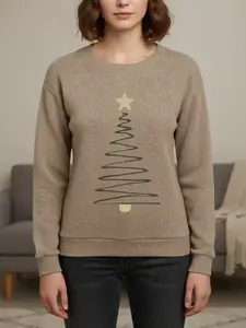 [Autumn and Winter] Women's casual and fashionable round neck faux sweater tops, women's Halloween round neck faux sweater tops, Christmas line Christmas tree print comfortable round neck faux sweater tops