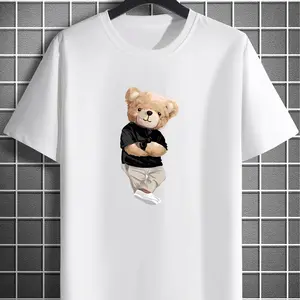Unisex Comfy "Cool Teddy Bear" Graphic Tee - Viral Streetwear Teddy Casual Short Sleeve