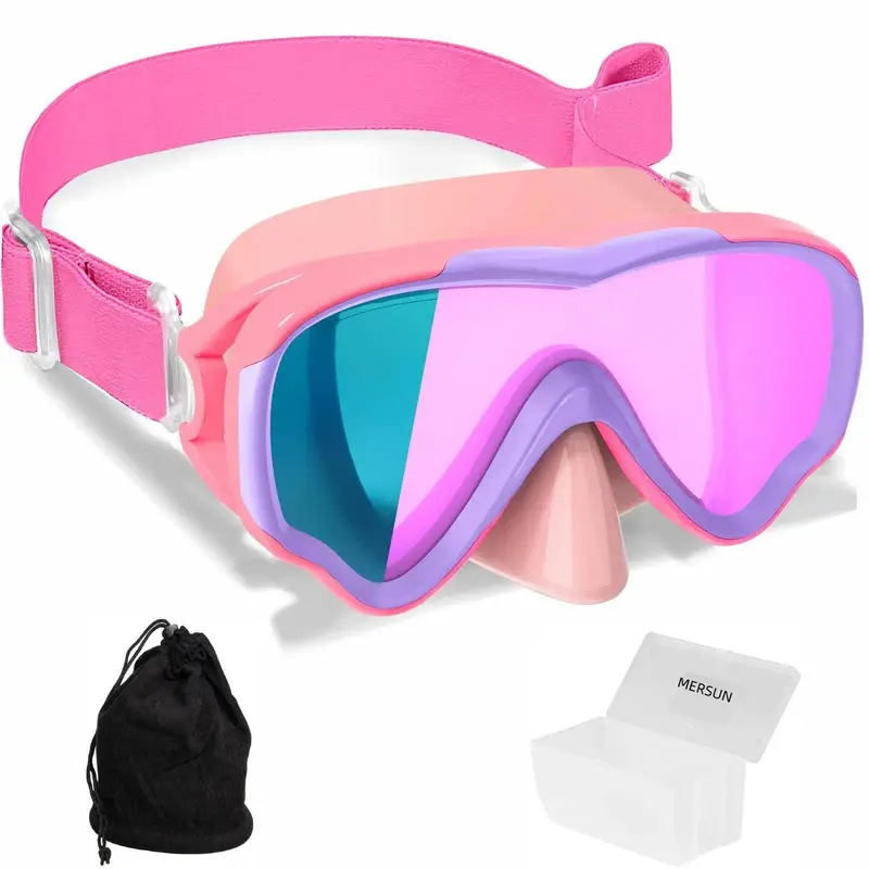 MARISUN Kids Swim Goggles with Fabric Strap for Kids 3-18, Leak Proof Swimming Goggles Nose Cover 180° Clear View tiktokshopbacktoschool, Swim Glasses, Anti-Fog Coating