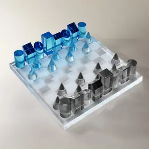 Z Gallerie Crystal Chess - Blue and Grey Tabletop Games Artificial Square
