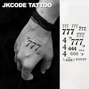 Waterproof Semi-permanent Tattoos, Hands, Arabic numeral，Lucky 7, Temporary Tattoos, Waterproof, Realistic Fake Tattoos, Botanical, Finger Tattoos, Magic Tattoos, Lasts 1-2 Weeks, Tattoos For Man and Woman