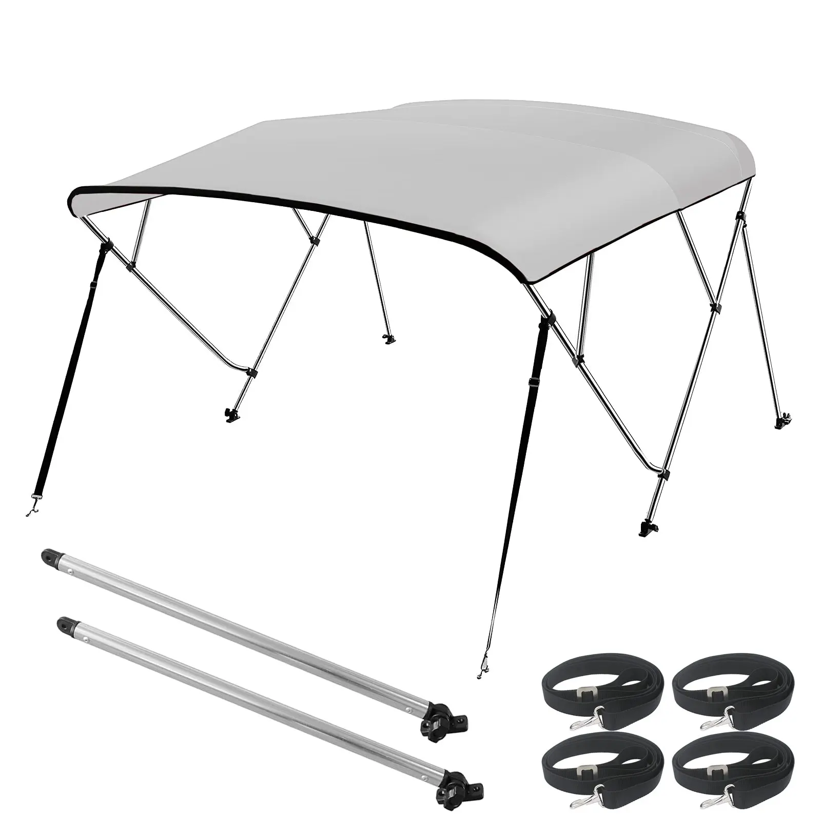 Seamander 4 Bow Bimini Tops Marine-grade 600D Polyester Canvas Adjustable Nylon Straps Stainless Steel Mounting Hardware Navy Pacific Blue Grey Black Teal Burgundy White Forest Green Beige