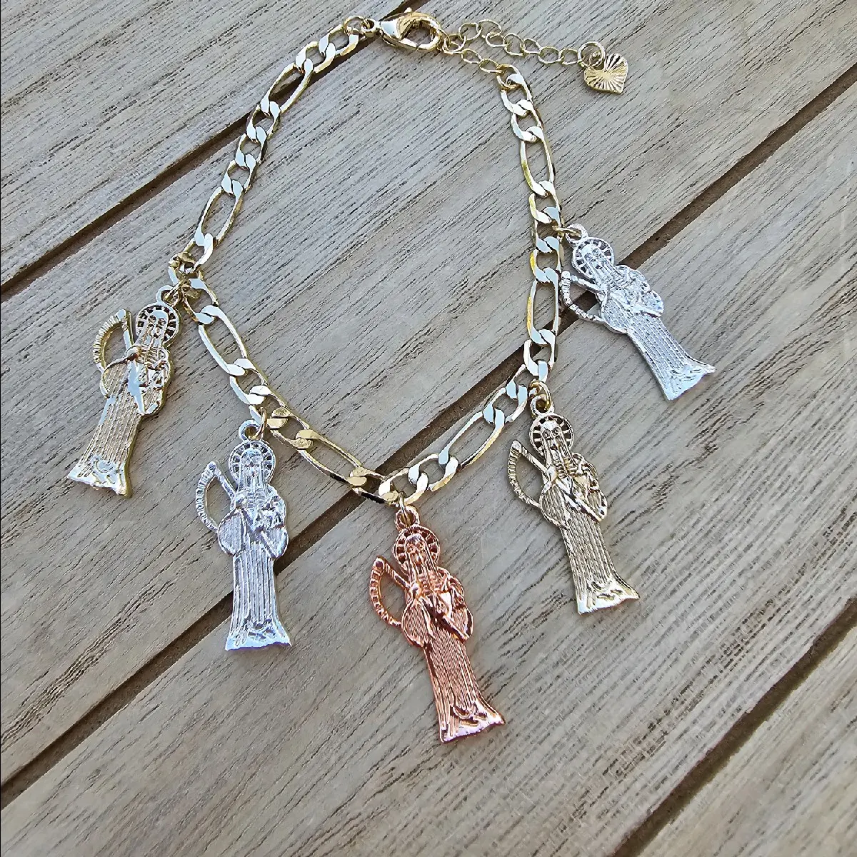 santa muerte charm bracelet gold-plated