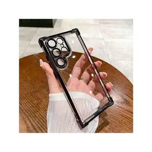 Clear Electroplated Phone Case, Transparent Hard PC Shockproof Phone Cases For Samsung Galaxy S24 S24 Plus S24 Ultra S23 S23+ S23 Ultra S22 S22+ S22