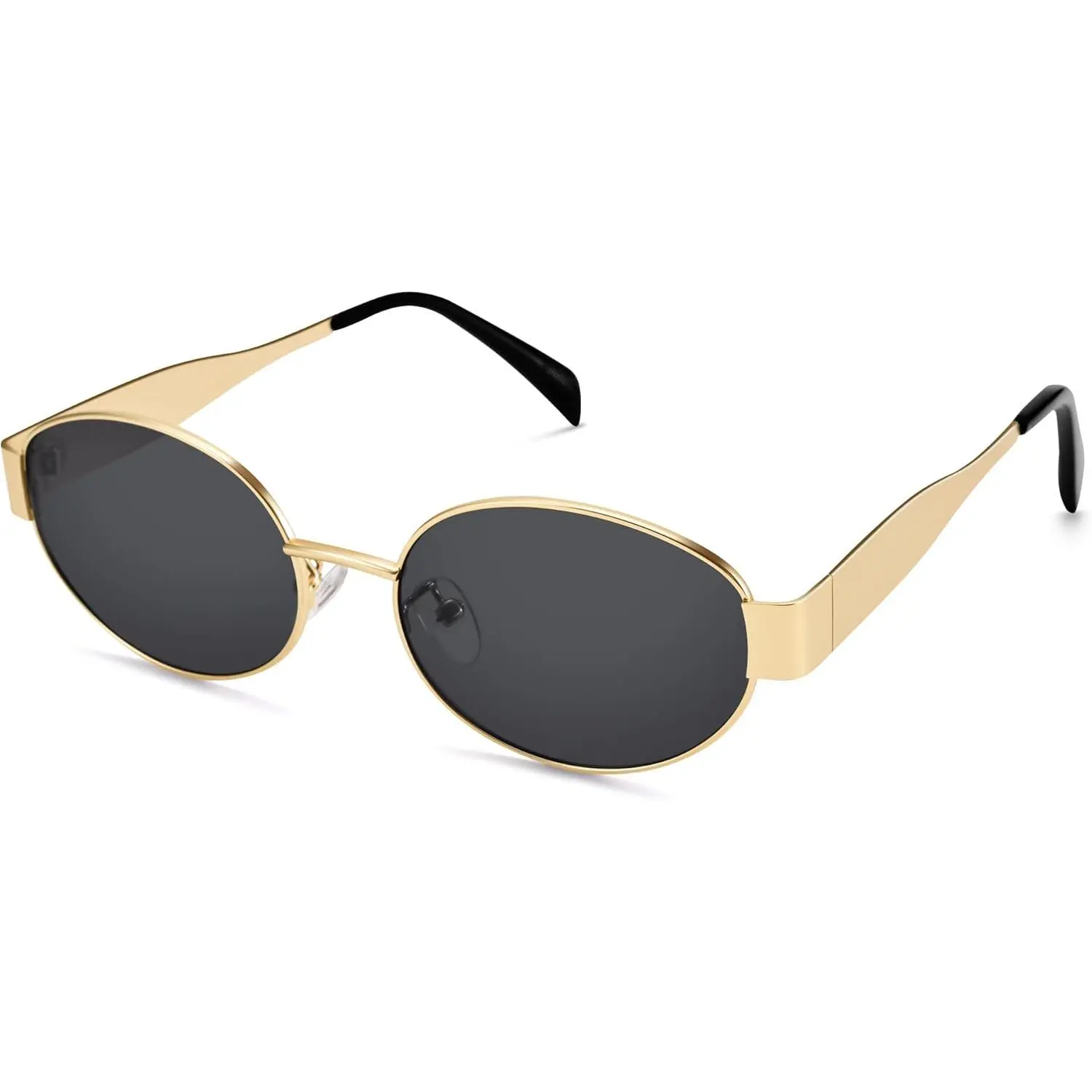 Retro Oval Sunglasses – UV400 Protection, Gold Metal Frame, Unisex Trendy Fashion Sunglasses