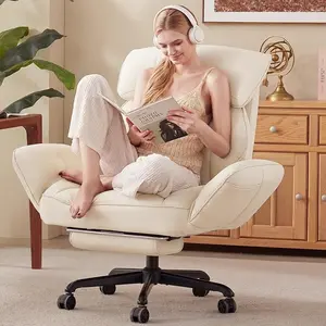 [Spring Glow Up] Cross-legged office chair with 180° rotating armrests, 90°-135° reclining computer chair with footrest, cat scratch resistant & pet-friendly, perfect for home office, gaming, relaxation and meditation