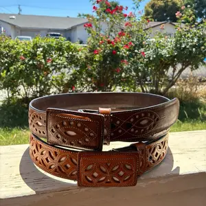 Cinto de cuero de vaca (perforado style) unisex  real leather belt made in Mexico