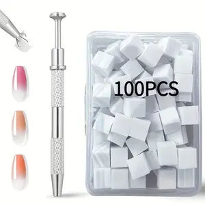 1 Set Of Gradient Nail Art Set |   Soft Sponge and Brush, Nail Art Tools, Suitable for Gradient Nail Art, Beauty and Personal Care Products, PVC Material